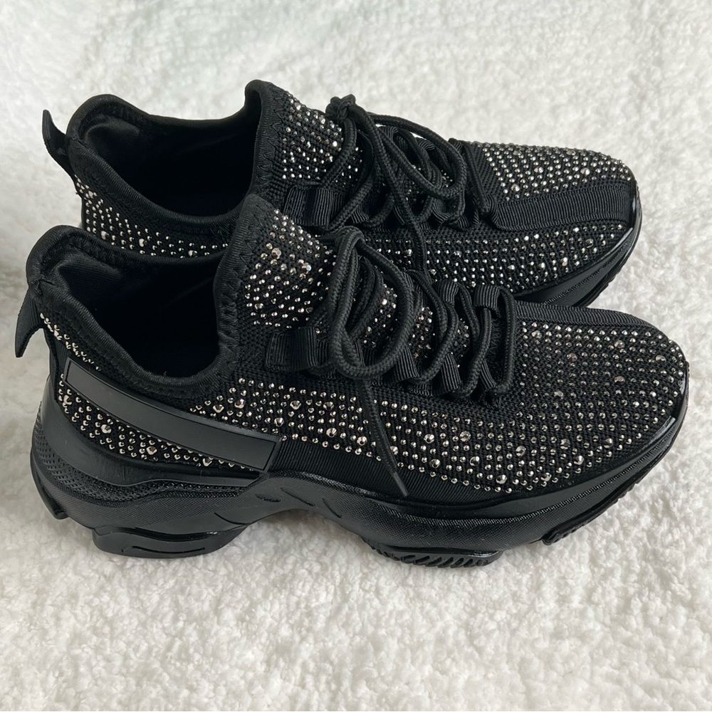Brand New! Yoki Black Bling Sneakers Size 7 Womens Style Vanya 10 sparkle